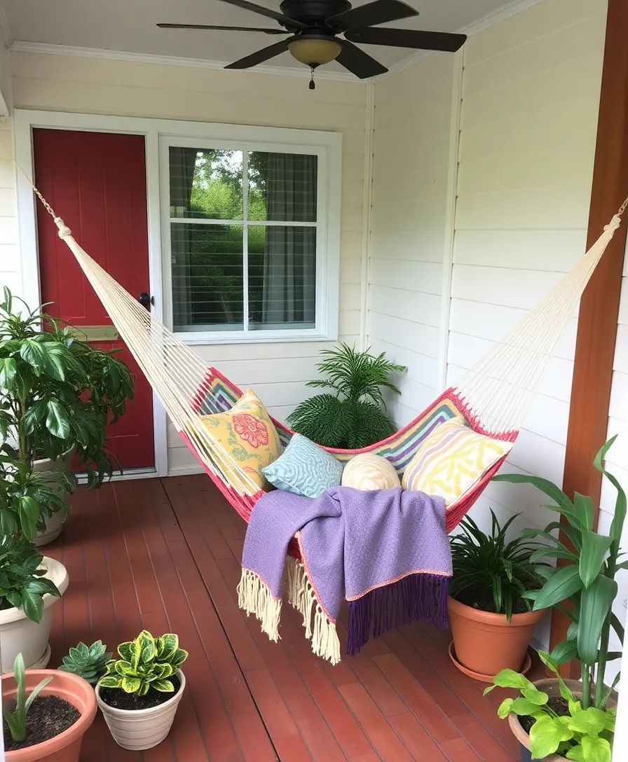 22 Small Porch Decorating Ideas That'll Make You Want to Spend All Day Outside! - 17. Cozy Hammock