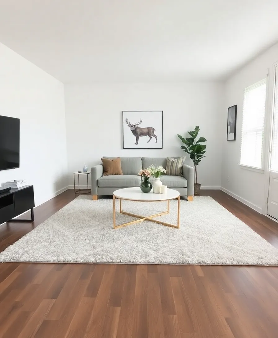 21 Minimalist Small Living Room Decor Hacks to Maximize Your Tiny Space (You'll Love #9!) - 7. Use Area Rugs Wisely