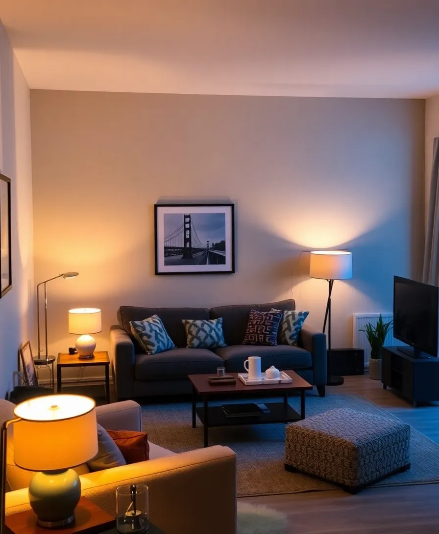 21 Minimalist Small Living Room Decor Hacks to Maximize Your Tiny Space (You'll Love #9!) - 20. Optimize Lighting for Ambiance