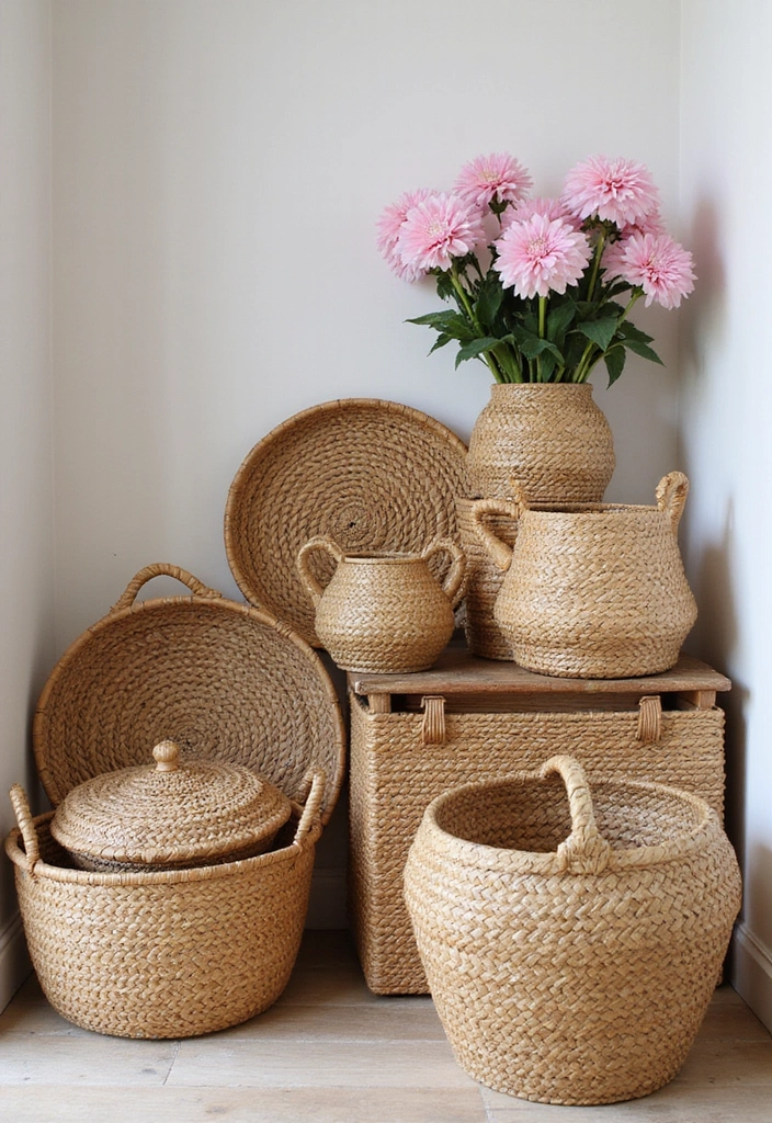15 Enchanting English Cottage Decor Ideas That'll Make Your Home Feel Like a Fairytale! - 9. Incorporate Woven Baskets