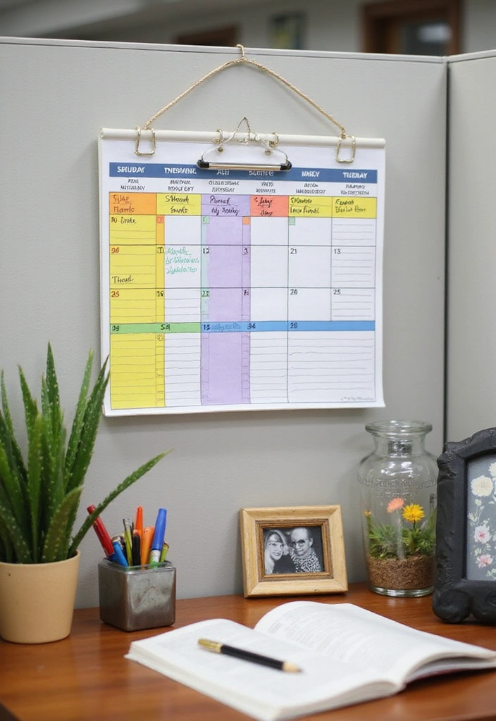 21 Cubicle Decor Ideas That'll Transform Your Workspace into a Productivity Paradise! - 8. Functional Wall Calendar