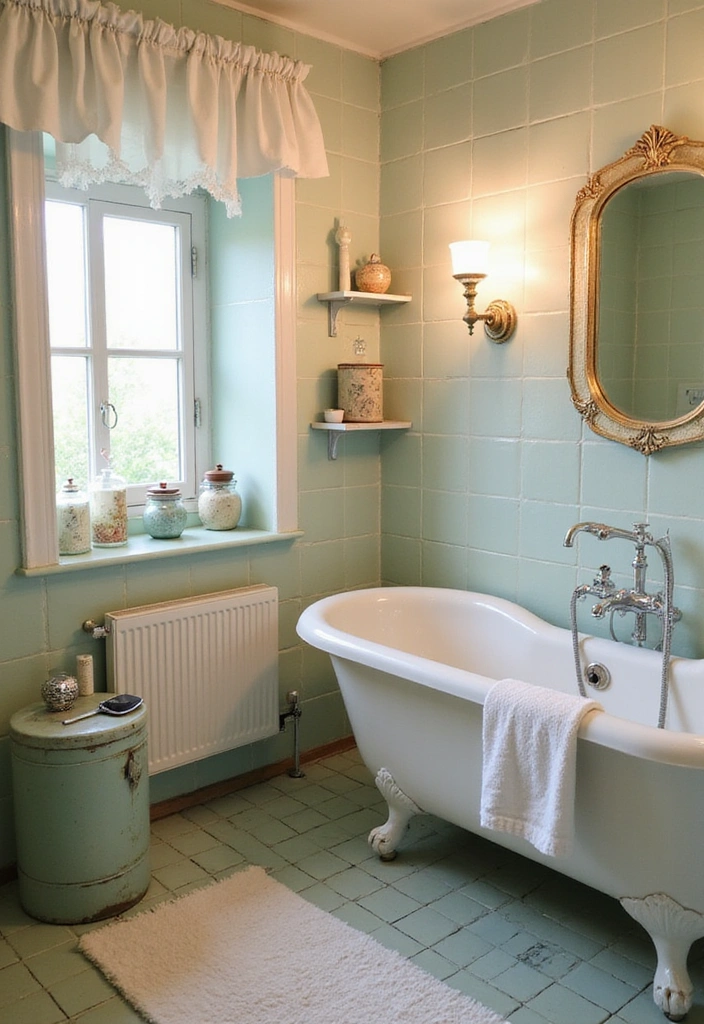 21 Vintage Home Decor Ideas That'll Make Your Space Feel Like a Time Capsule! - 14. Vintage Bath Decor
