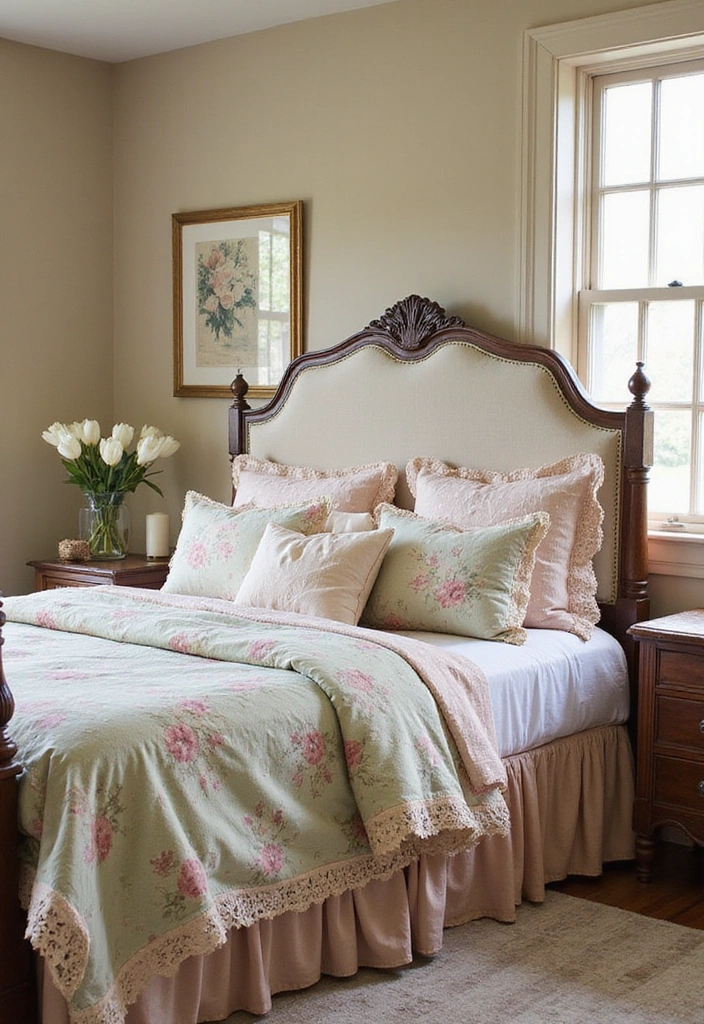 21 Vintage Home Decor Ideas That'll Make Your Space Feel Like a Time Capsule! - 17. Vintage Inspired Bedding