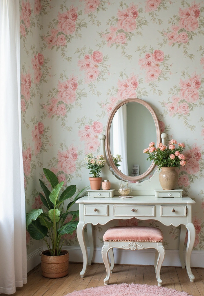 21 Vintage Home Decor Ideas That'll Make Your Space Feel Like a Time Capsule! - 1. Vintage Floral Wallpaper