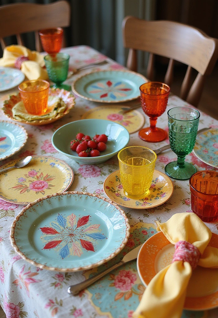 21 Vintage Home Decor Ideas That'll Make Your Space Feel Like a Time Capsule! - 9. Retro Tableware
