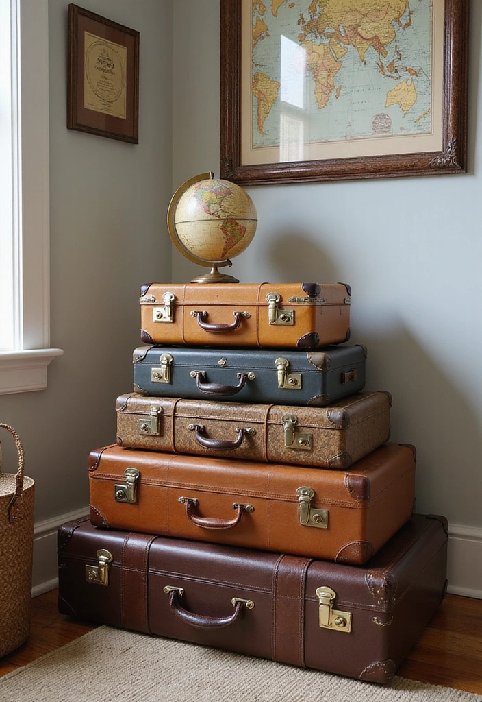 21 Vintage Home Decor Ideas That'll Make Your Space Feel Like a Time Capsule! - 12. Vintage Suitcases