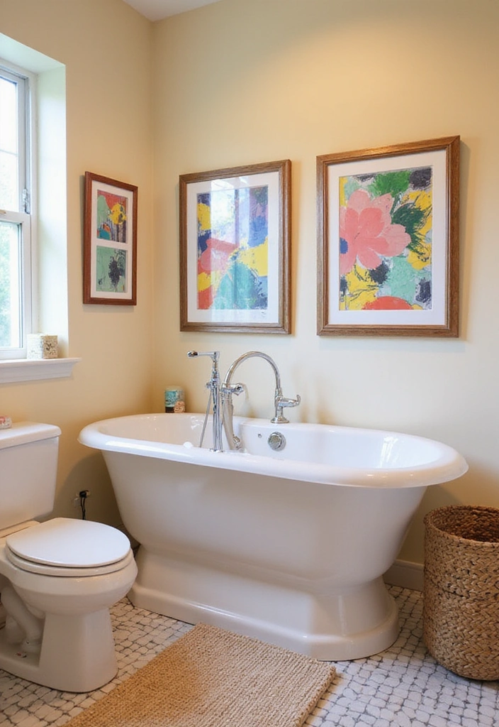 21 Jaw-Dropping Bathroom Decorating Ideas That Will Transform Your Space! - 11. Artistic Touch with Wall Art