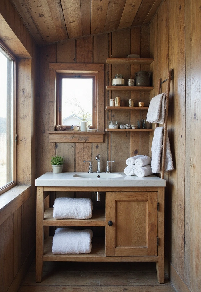 21 Jaw-Dropping Bathroom Decorating Ideas That Will Transform Your Space! - 3. Vintage Charm with Reclaimed Wood