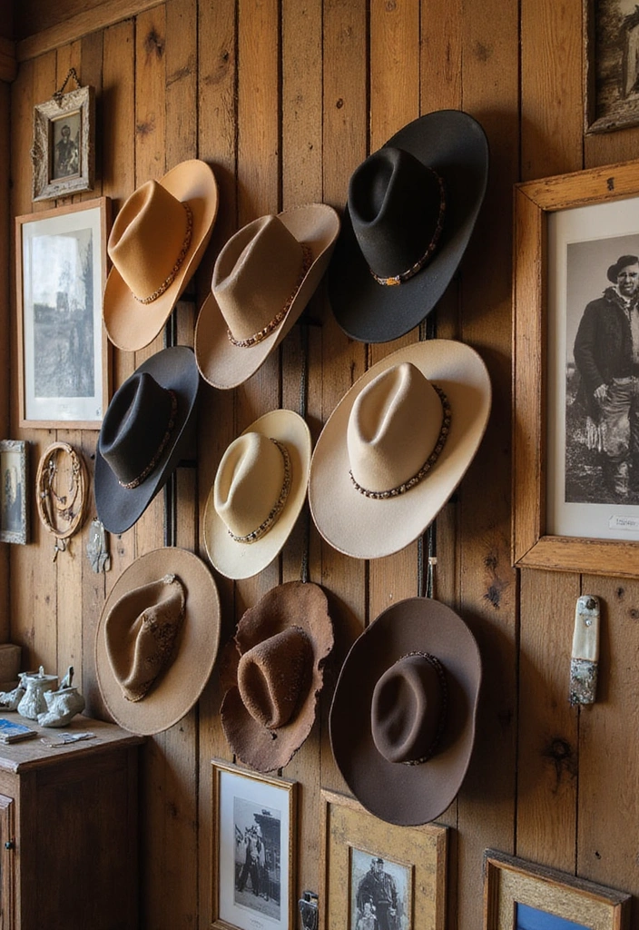 21 Western Bedroom Decor Ideas That'll Make You Feel Like a True Cowboy (You Won't Believe #7!) - 2. Cowboy Hat Display