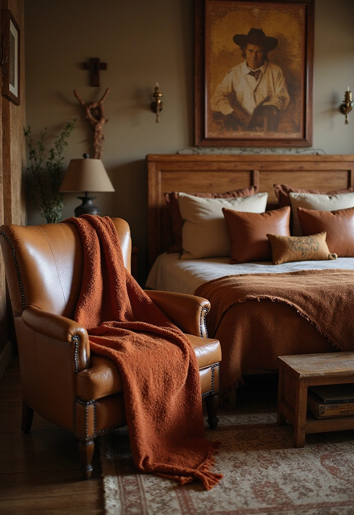 21 Western Bedroom Decor Ideas That'll Make You Feel Like a True Cowboy (You Won't Believe #7!) - 4. Leather Accents