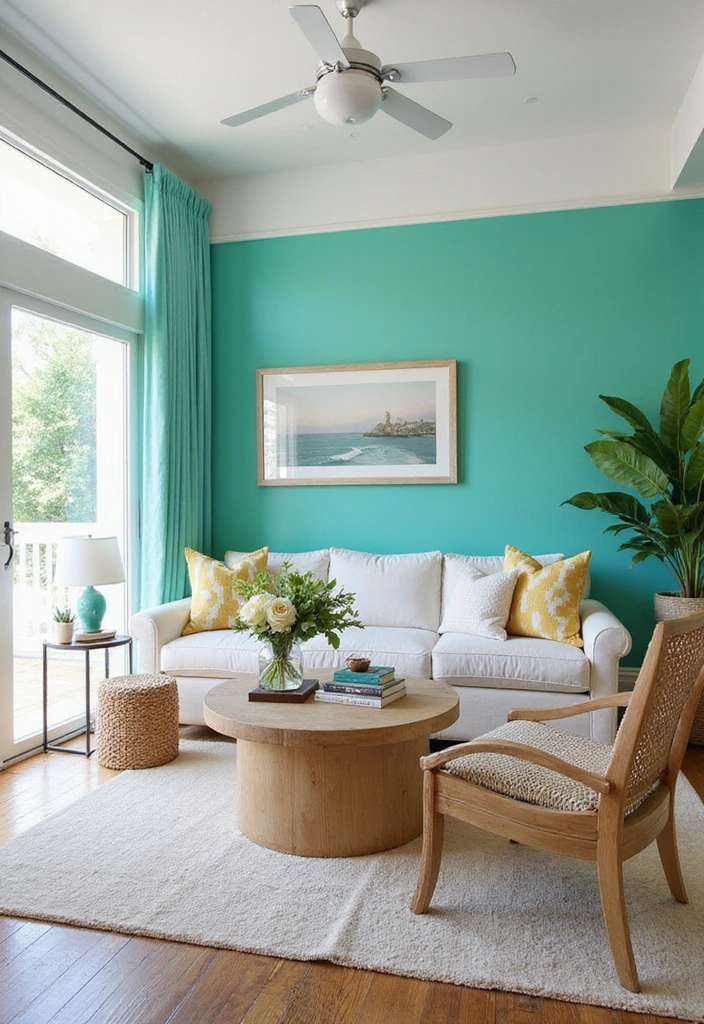 21 Modern Beach House Decor Ideas That Will Make You Feel Like You’re on Vacation Every Day! - 15. Colorful Accent Walls