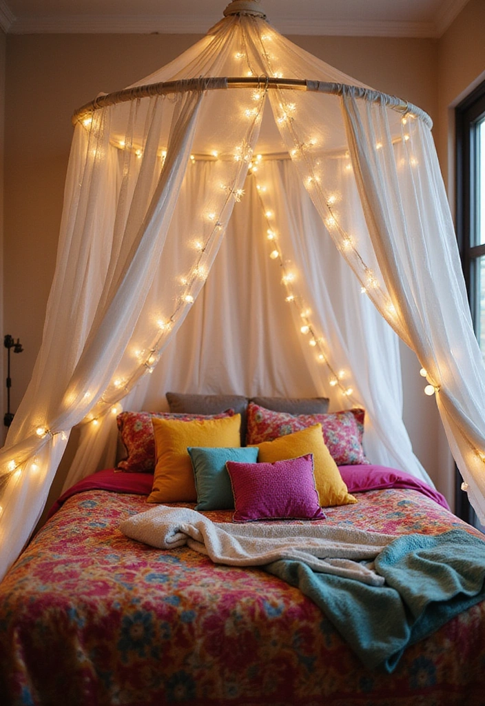 21 Hippie Room Decor Ideas That Will Transform Your Space into a Bohemian Paradise! - 3. Dreamy Canopy Bed