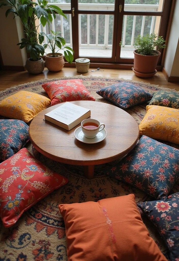 21 Hippie Room Decor Ideas That Will Transform Your Space into a Bohemian Paradise! - 2. Cozy Floor Cushions