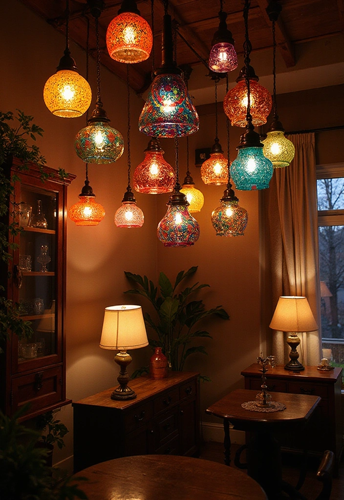 21 Hippie Room Decor Ideas That Will Transform Your Space into a Bohemian Paradise! - 18. Artistic Lighting Fixtures