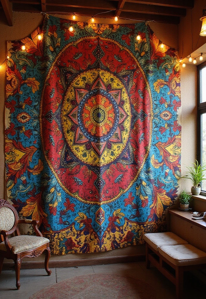 21 Hippie Room Decor Ideas That Will Transform Your Space into a Bohemian Paradise! - 1. Vibrant Tapestries