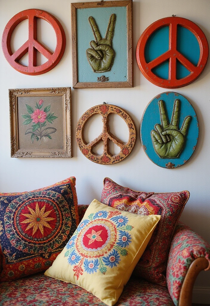21 Hippie Room Decor Ideas That Will Transform Your Space into a Bohemian Paradise! - 16. Peace Signs and Symbols