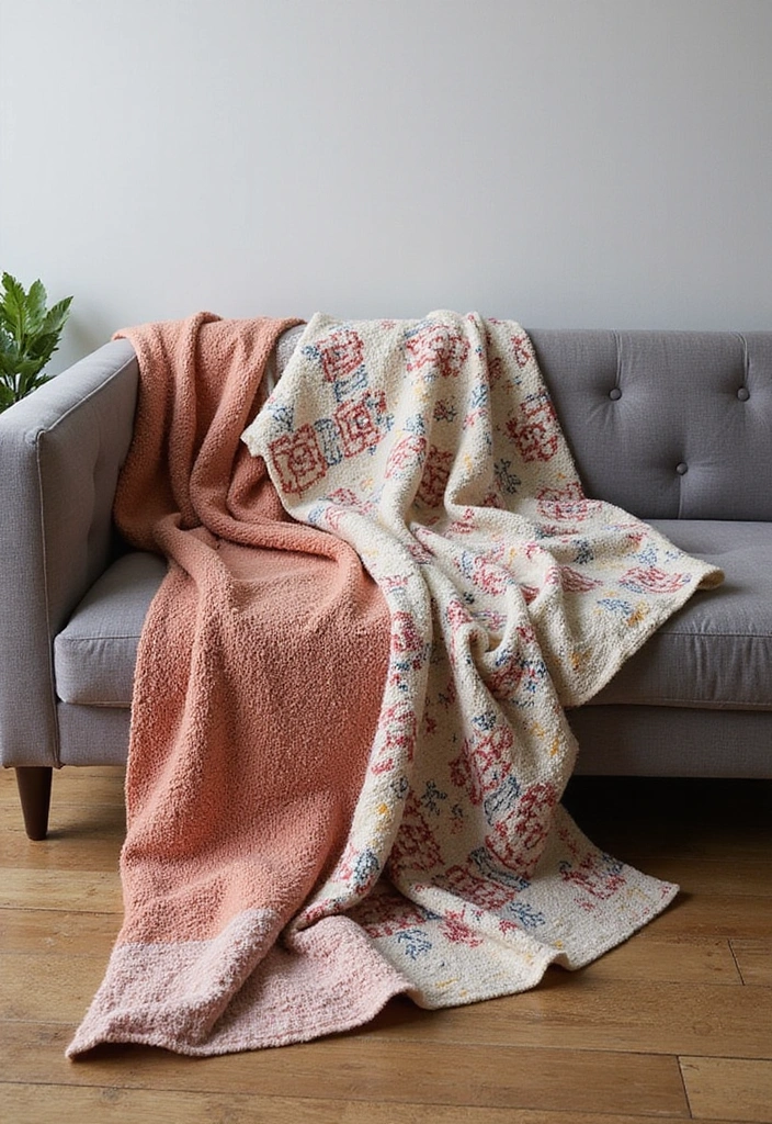 21 Hippie Room Decor Ideas That Will Transform Your Space into a Bohemian Paradise! - 12. Artistic Throw Blankets