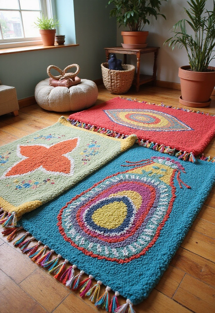 21 Hippie Room Decor Ideas That Will Transform Your Space into a Bohemian Paradise! - 9. Whimsical Rugs