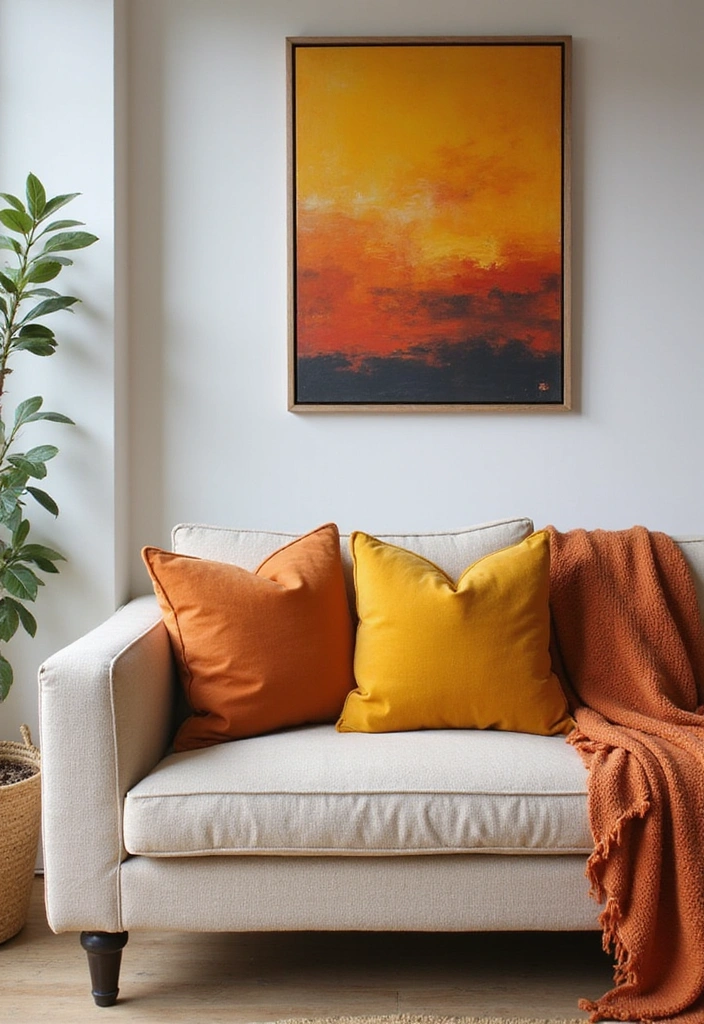 21 Living Room Decor Ideas That Will Transform Your Space into a Cozy Retreat! - 18. Warm Color Accents