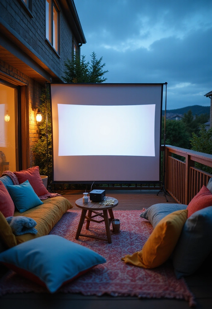 21 Stunning Apartment Balcony Decorating Ideas That Will Transform Your Outdoor Space! - 9. Outdoor Movie Setup