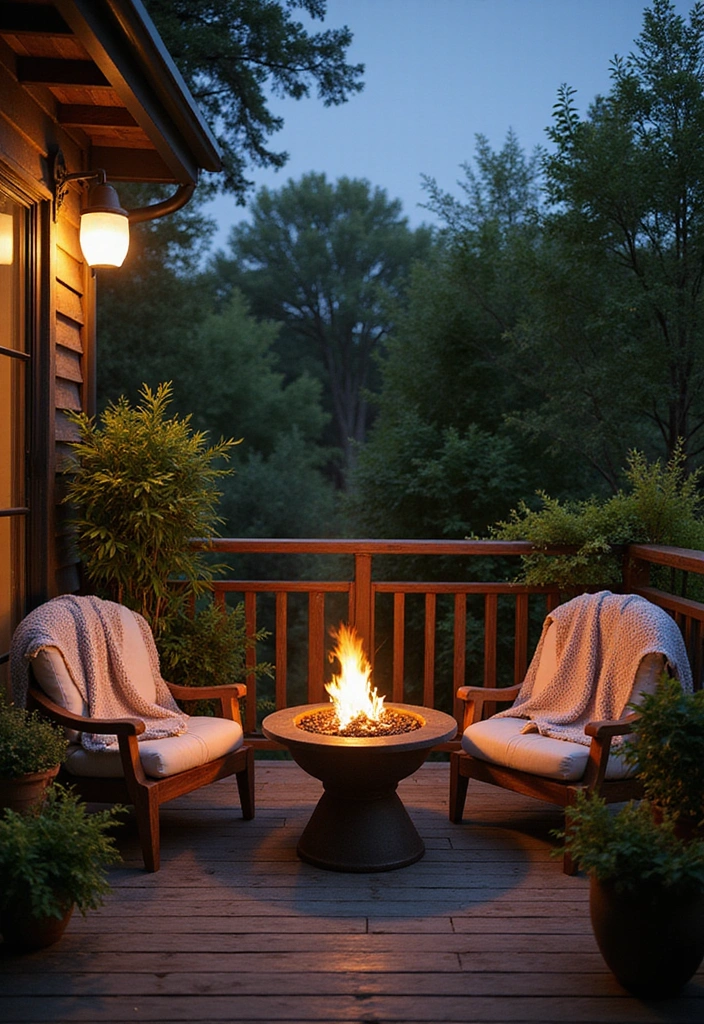 21 Stunning Apartment Balcony Decorating Ideas That Will Transform Your Outdoor Space! - 7. Cozy Fire Pit