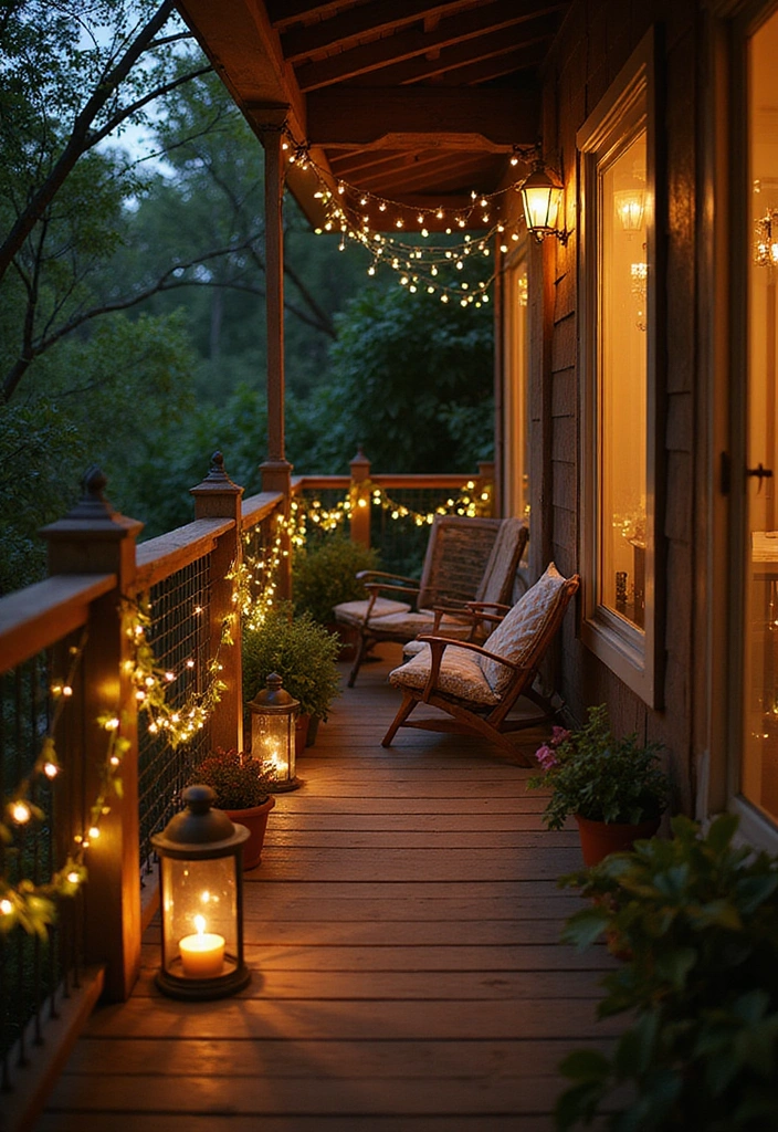 21 Stunning Apartment Balcony Decorating Ideas That Will Transform Your Outdoor Space! - 4. Twinkling Fairy Lights