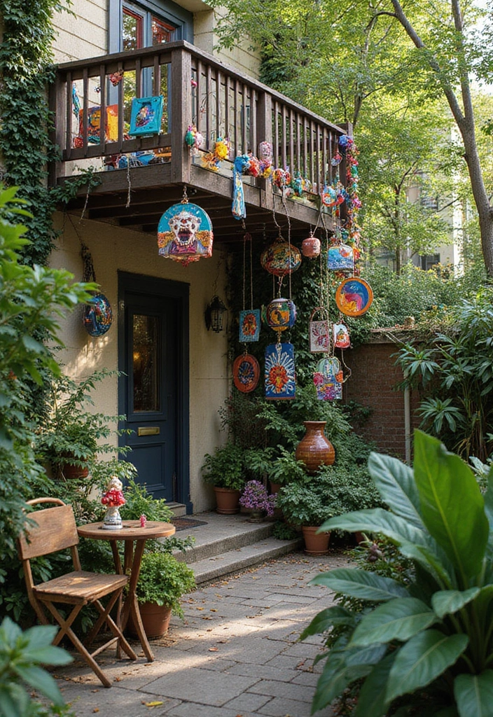 21 Stunning Apartment Balcony Decorating Ideas That Will Transform Your Outdoor Space! - 21. Outdoor Art Displays